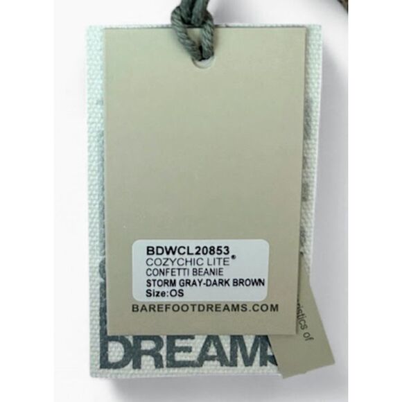 NEW Barefoot Dreams CozyChic Lite Confetti Beanie, Storm Gray-Dark Brown - Picture 2 of 2